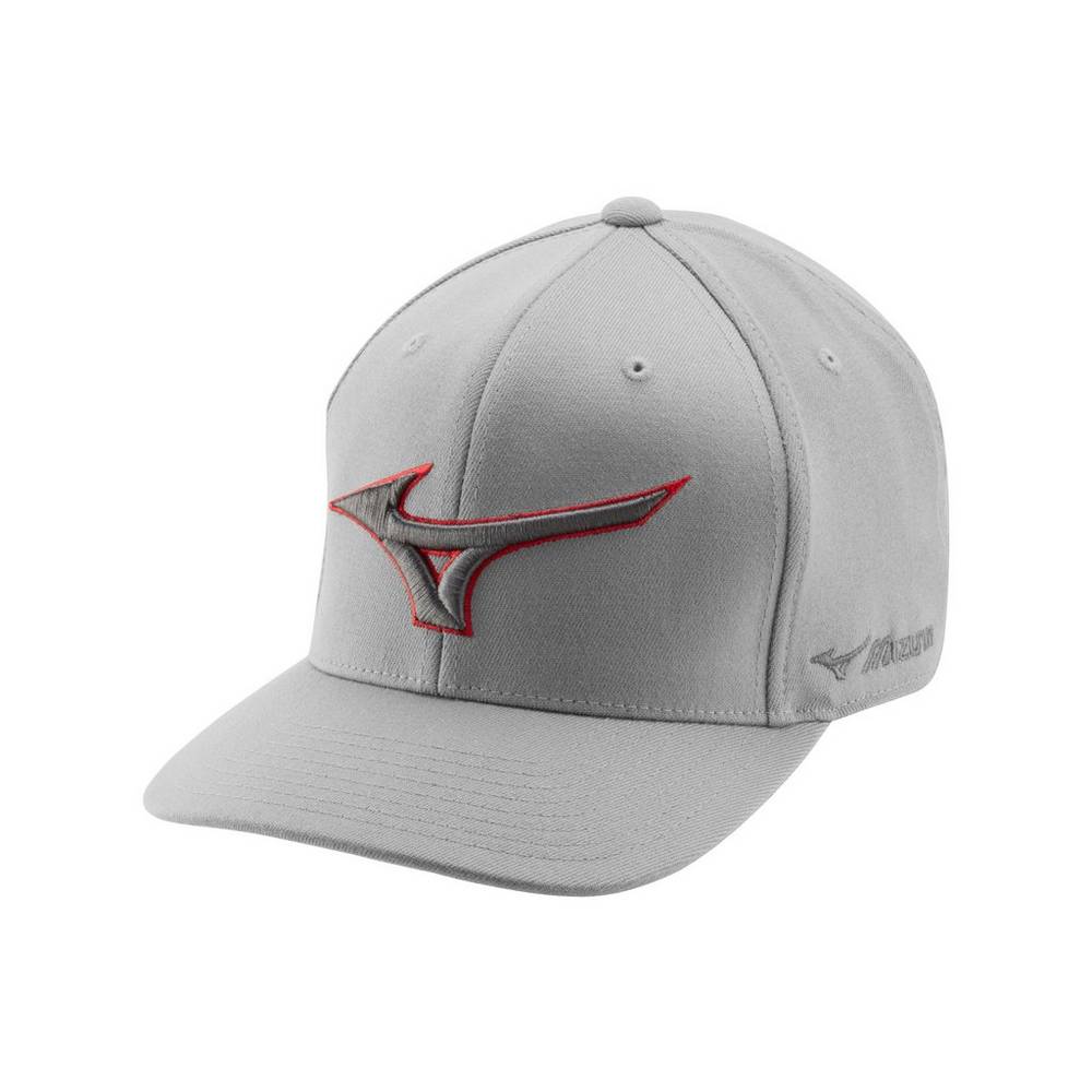 Cappello Mizuno Baseball Diamond Snapback Uomo - Grigie/Rosse - 18340-MDBK